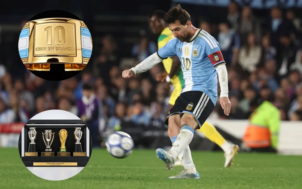 Messi se retiró de la selección argentina con trofeos confeccionados en Chile