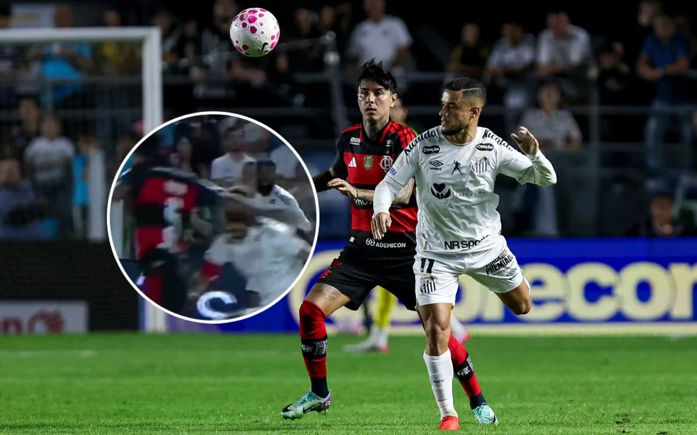Pulgar jugó todo el partido en el empate del Flamengo ante Santos y se cruzó con Neymar