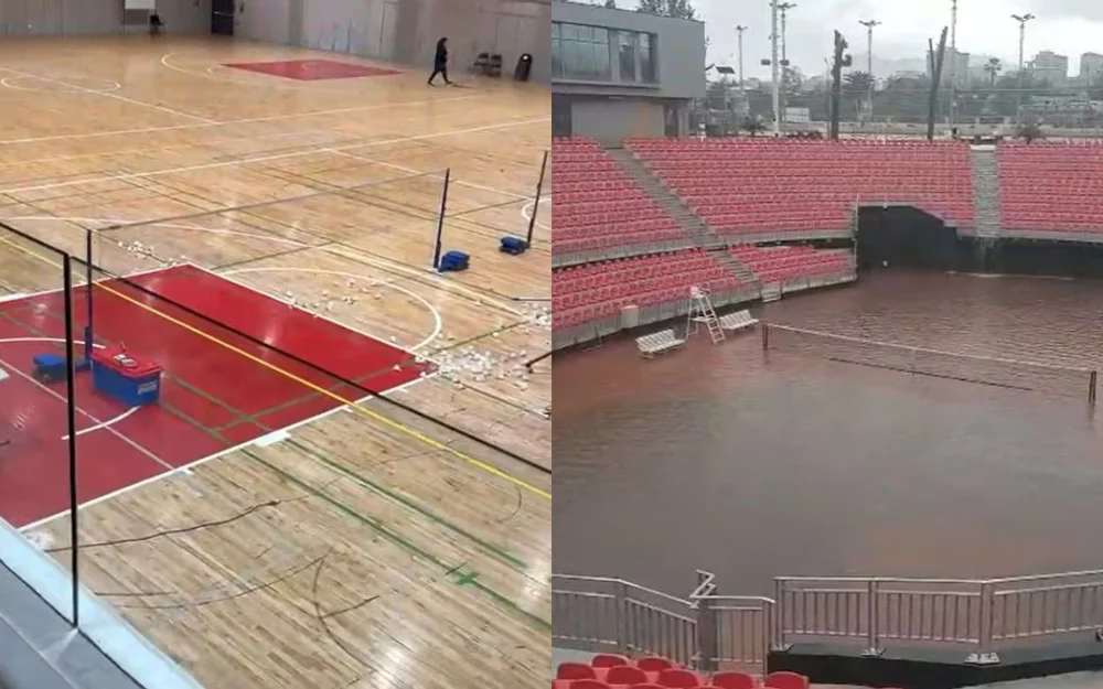Lluvia y granizos dañan el Centro Paralímpico y el Court Central Anita Lizana en Ñuñoa